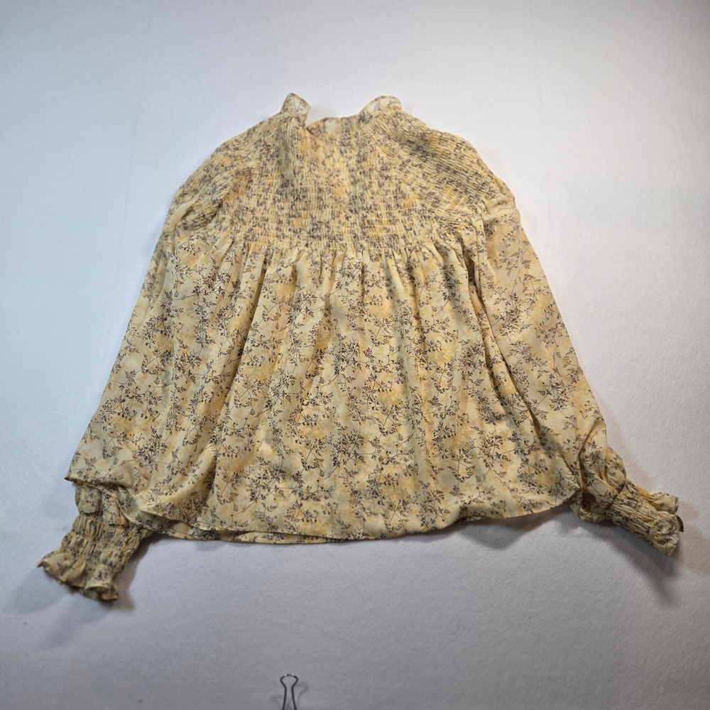 Grade & Gather Smocked Blouse Womens S Yellow Excellent Floral Boho Top